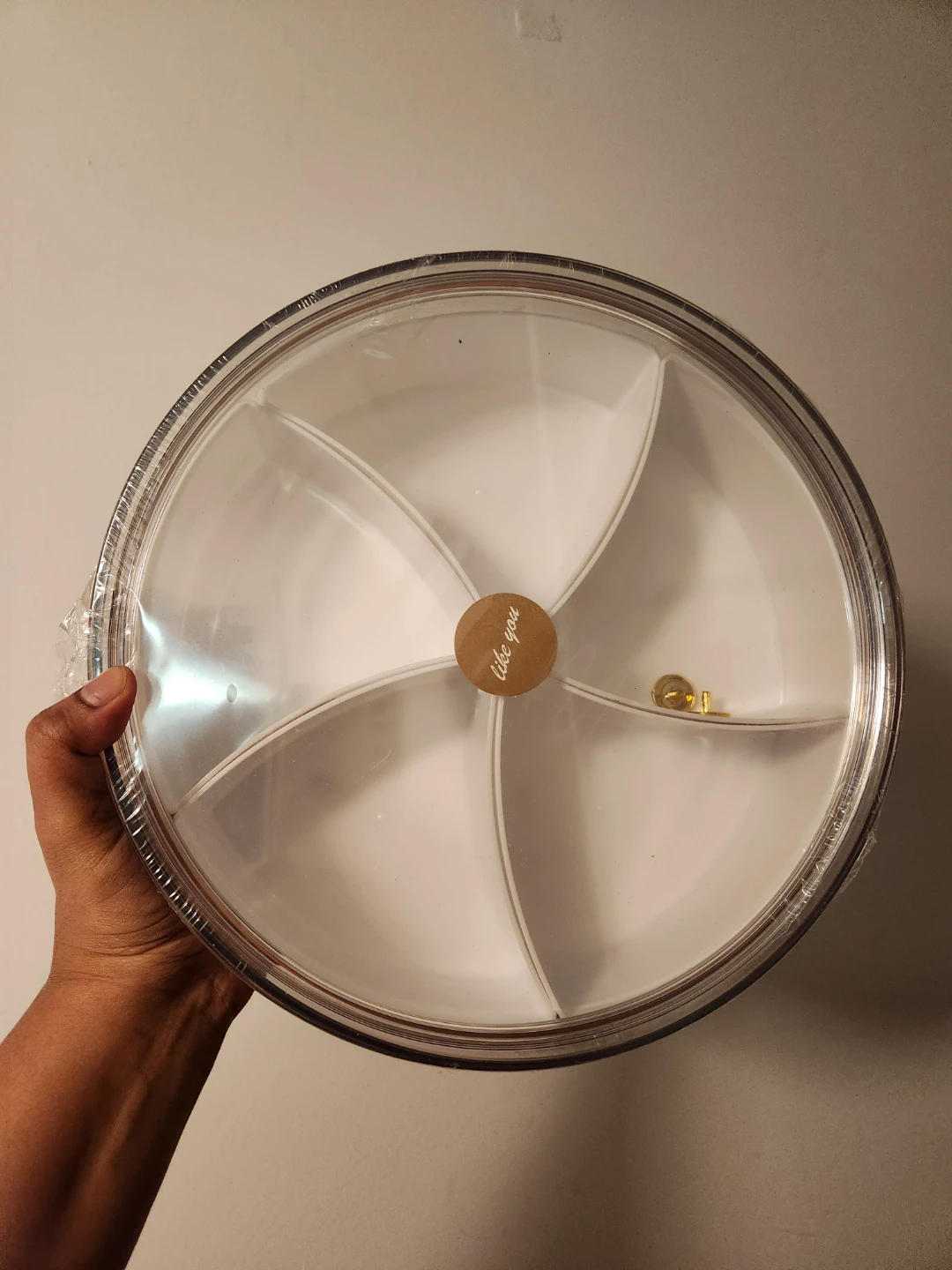 Round Rotating Snack Tray with Compartments- New