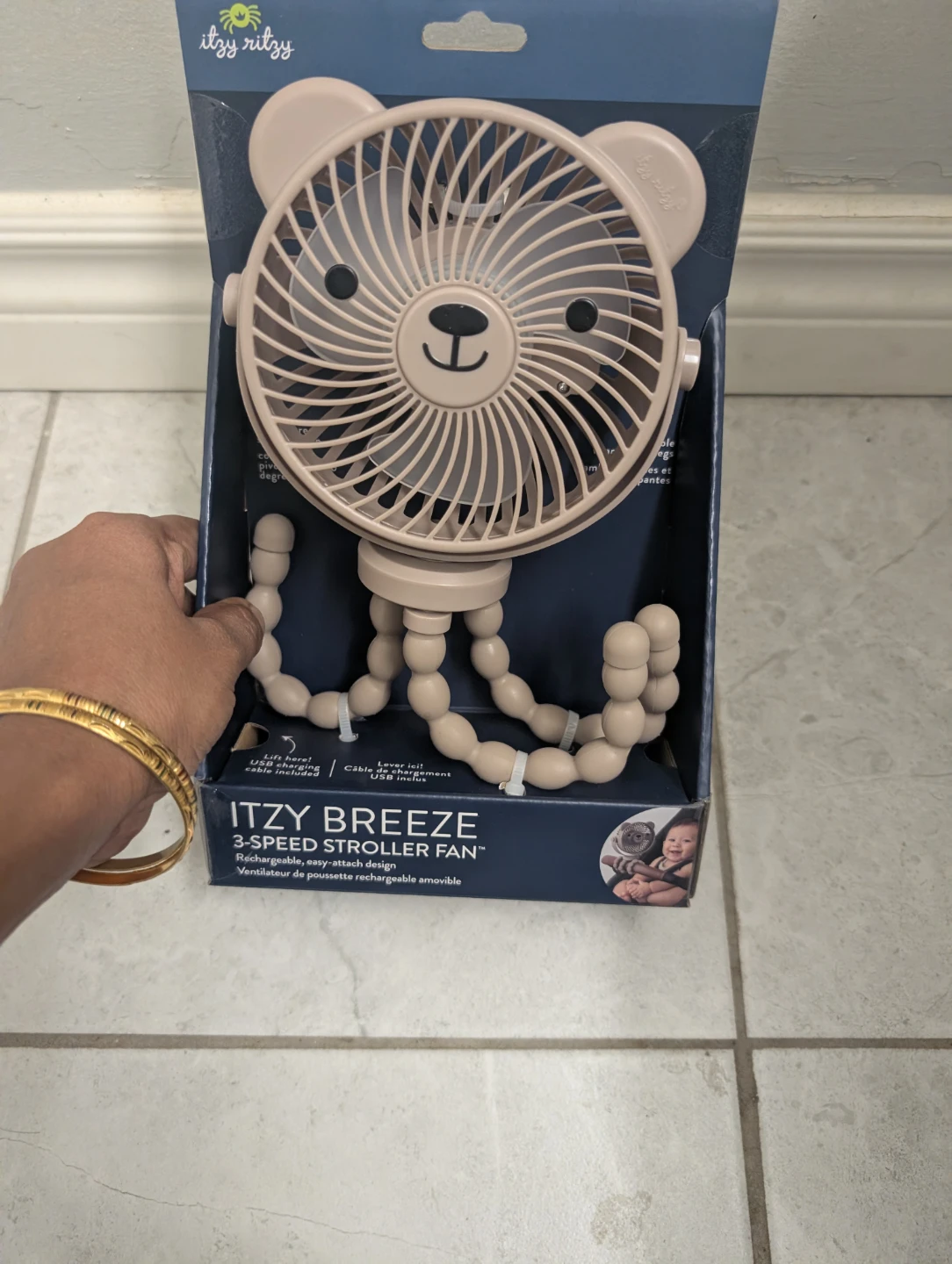 Itzy Ritzy Breeze 3-Speed Stroller Fan - Beige - photo 3