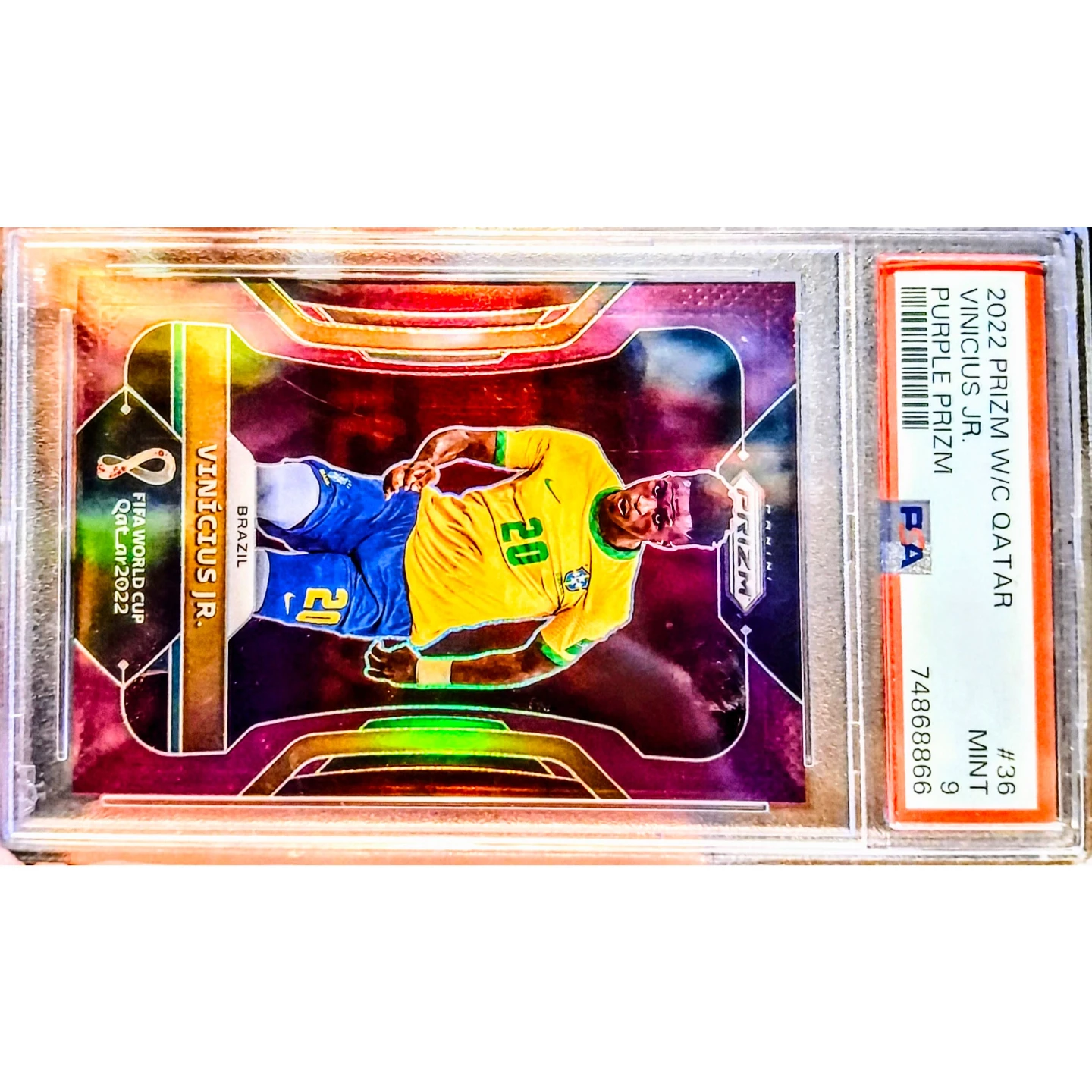2022 Panini Prizm FIFA World Cup Qatar Vinícius Jr. Purple Prizm - photo 3