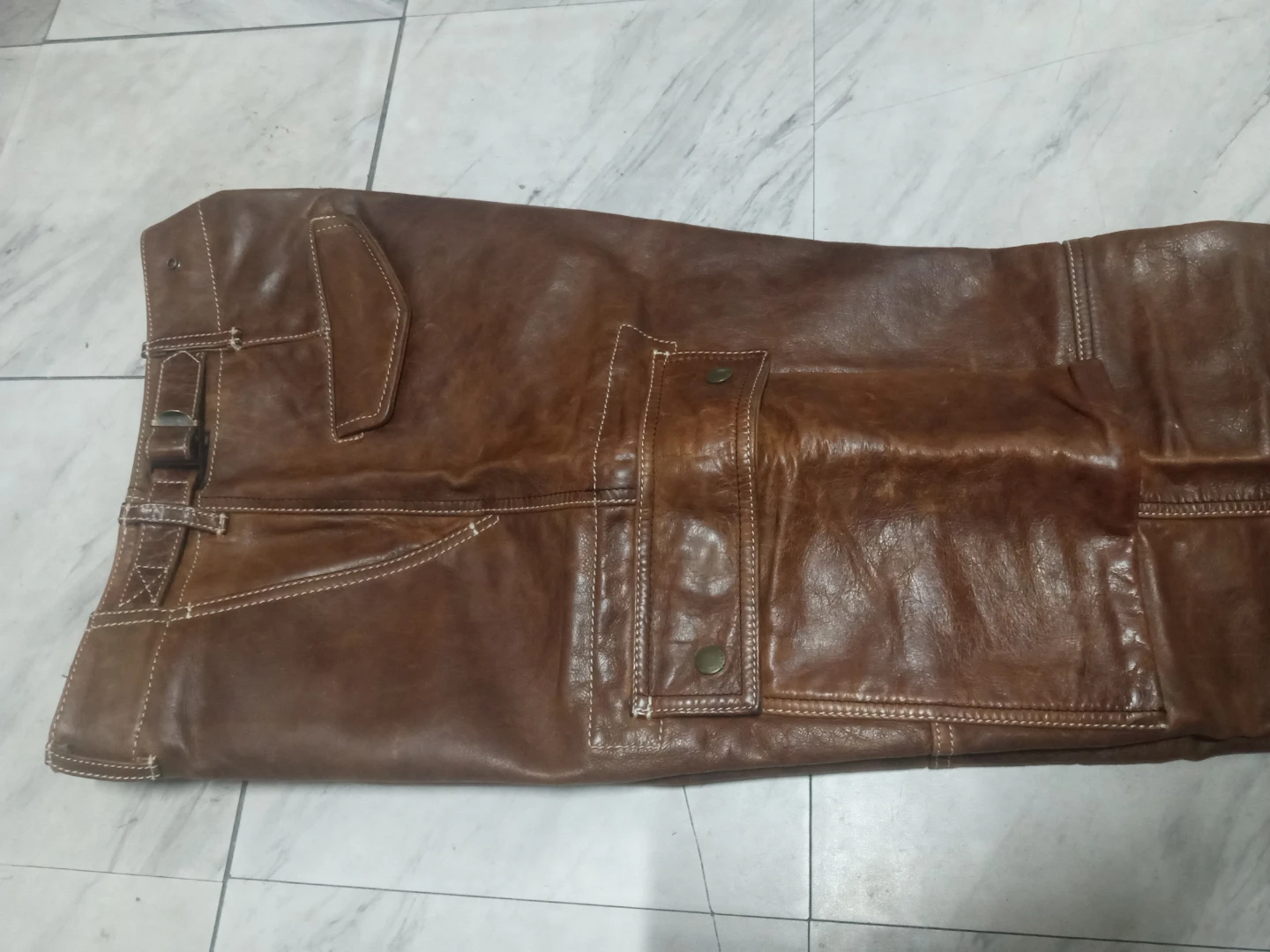 Super Rare Ralph Lauren Polo Brown Leather Cargo Pants - photo 2