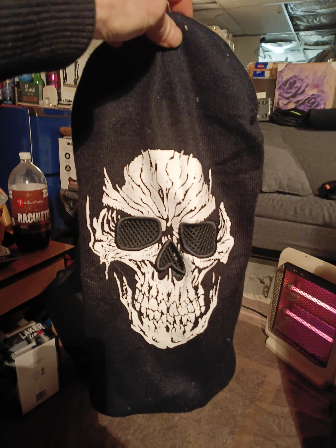 Black Ski Mask with Skull Graphic