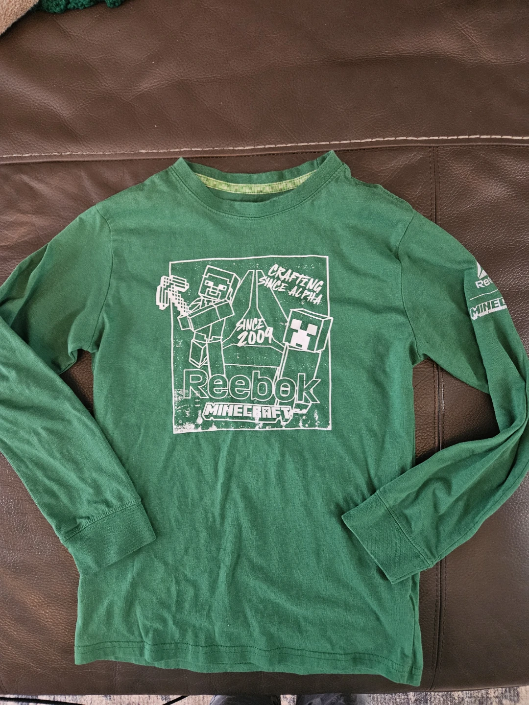 Reebok Minecraft Green Long Sleeve Shirt - Size M
