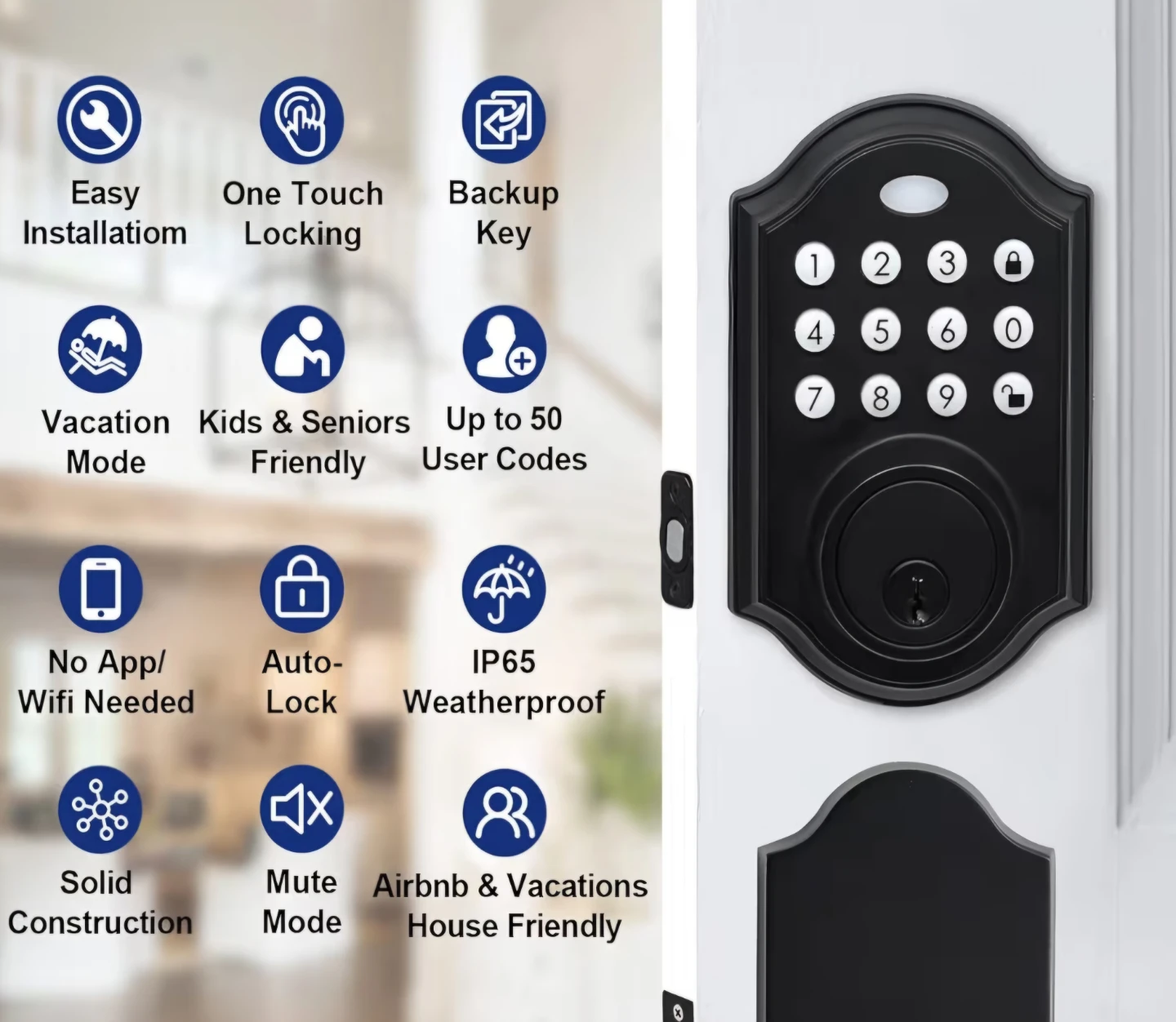 Black Electronic Door Lock Set - photo 2