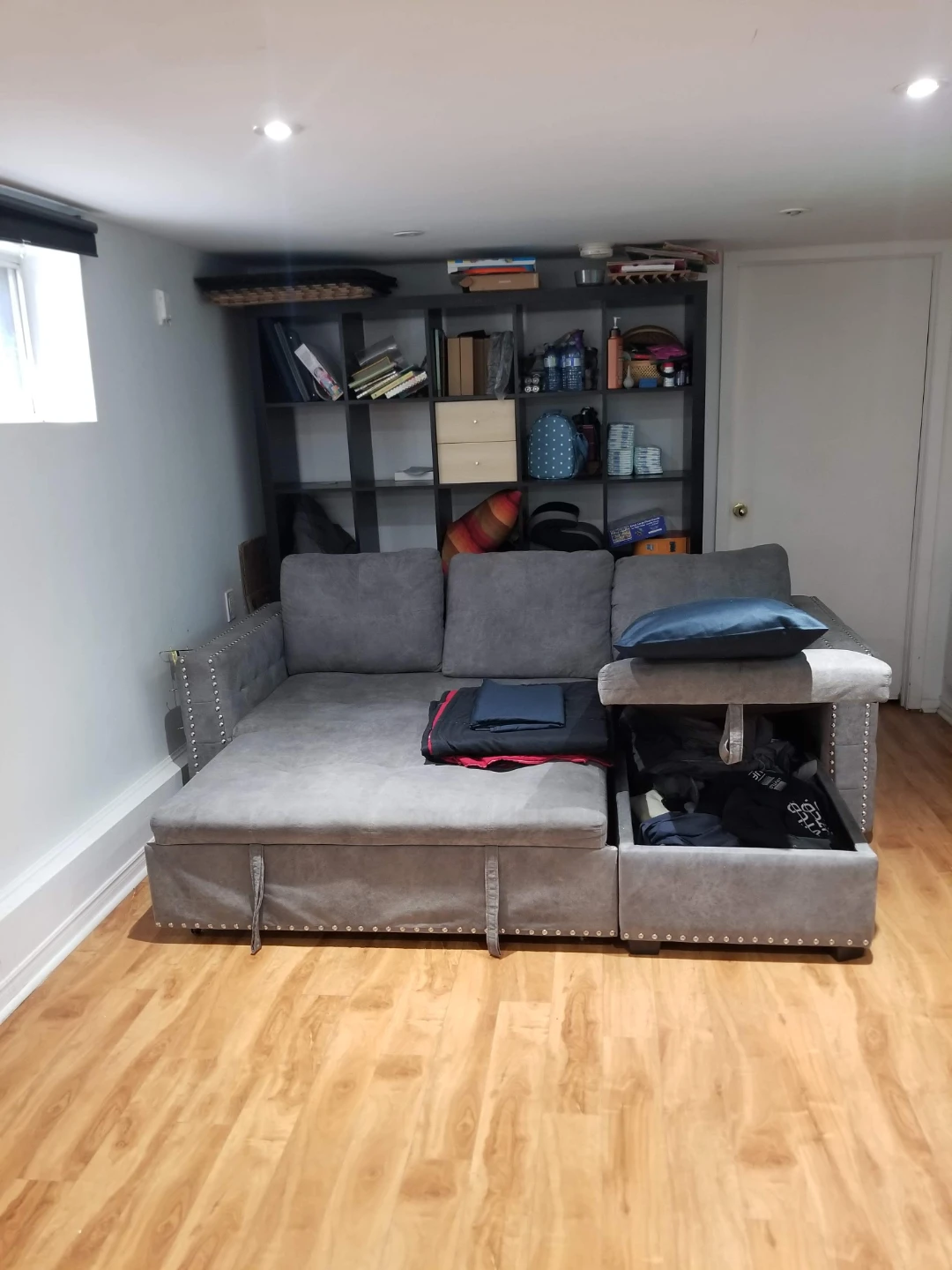 Grey Sectional Sofa Bed with Storage