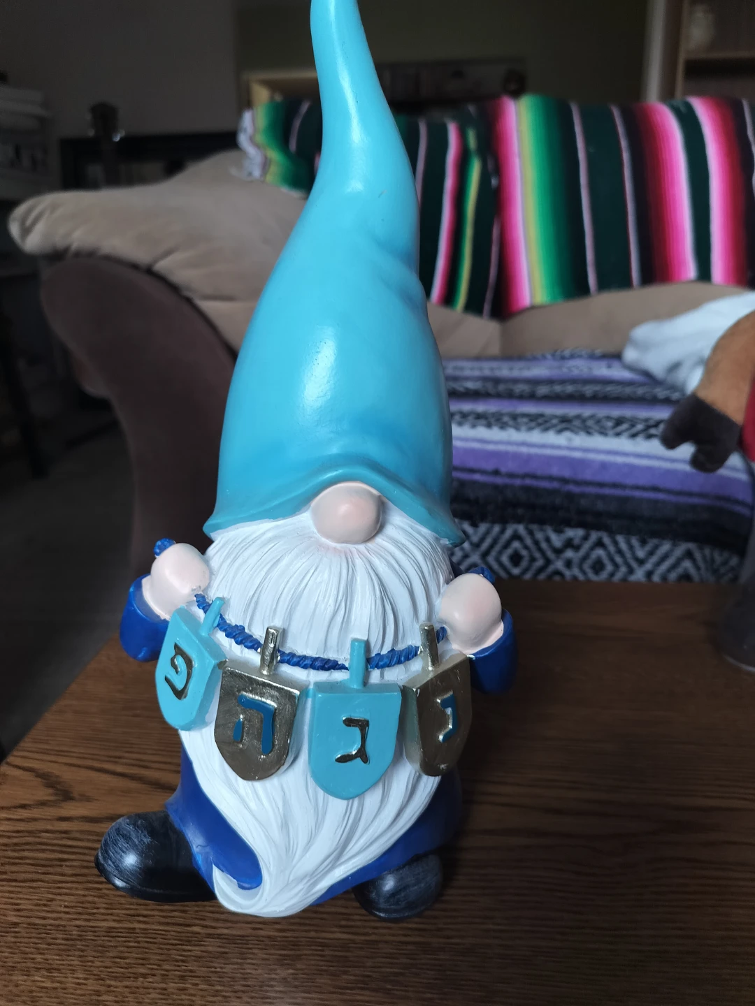 Garden Gnome with Chanukah Dreidels