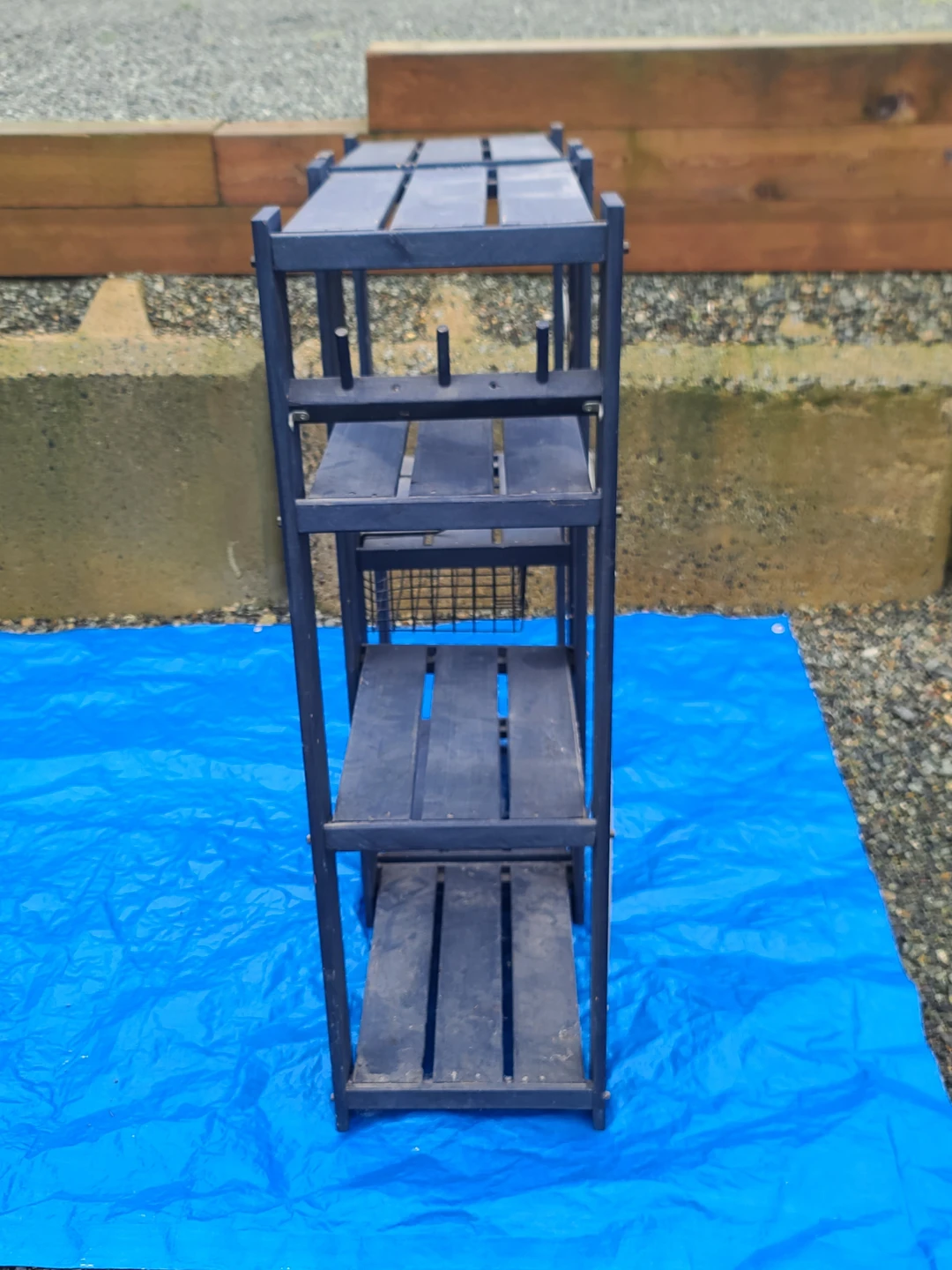 Blue Wooden Tiered Shelf Unit - photo 5