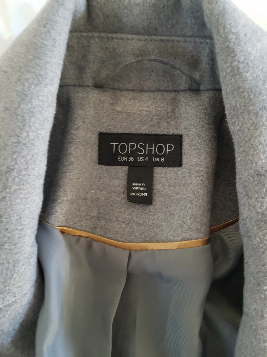 TOPSHOP Grey Wool Blend Blazer Coat Size US 4
