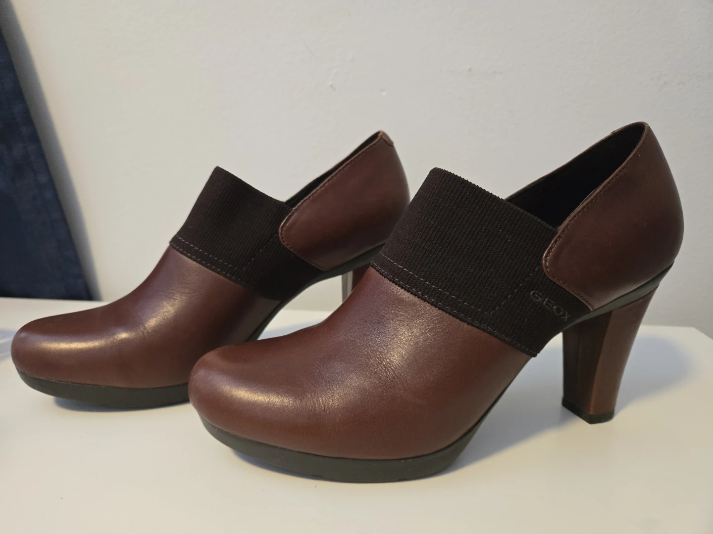 Geox Women's Brown Leather Heeled Booties