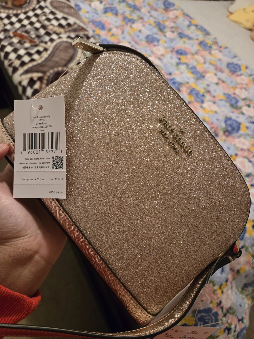 Brand new Kate Spade Glitter Dome Crossbody Bag Rose Gold