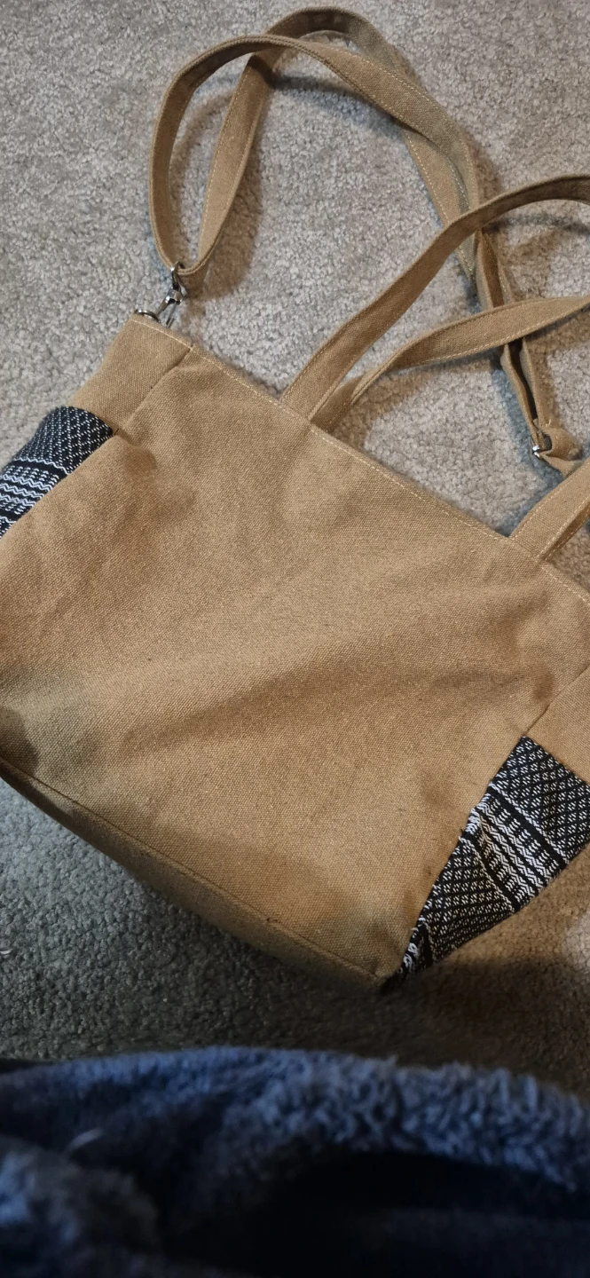 Tan Tote Bag with Black & White Detail - photo 2