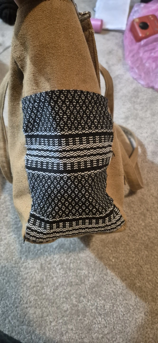 Tan Tote Bag with Black & White Detail - photo 3