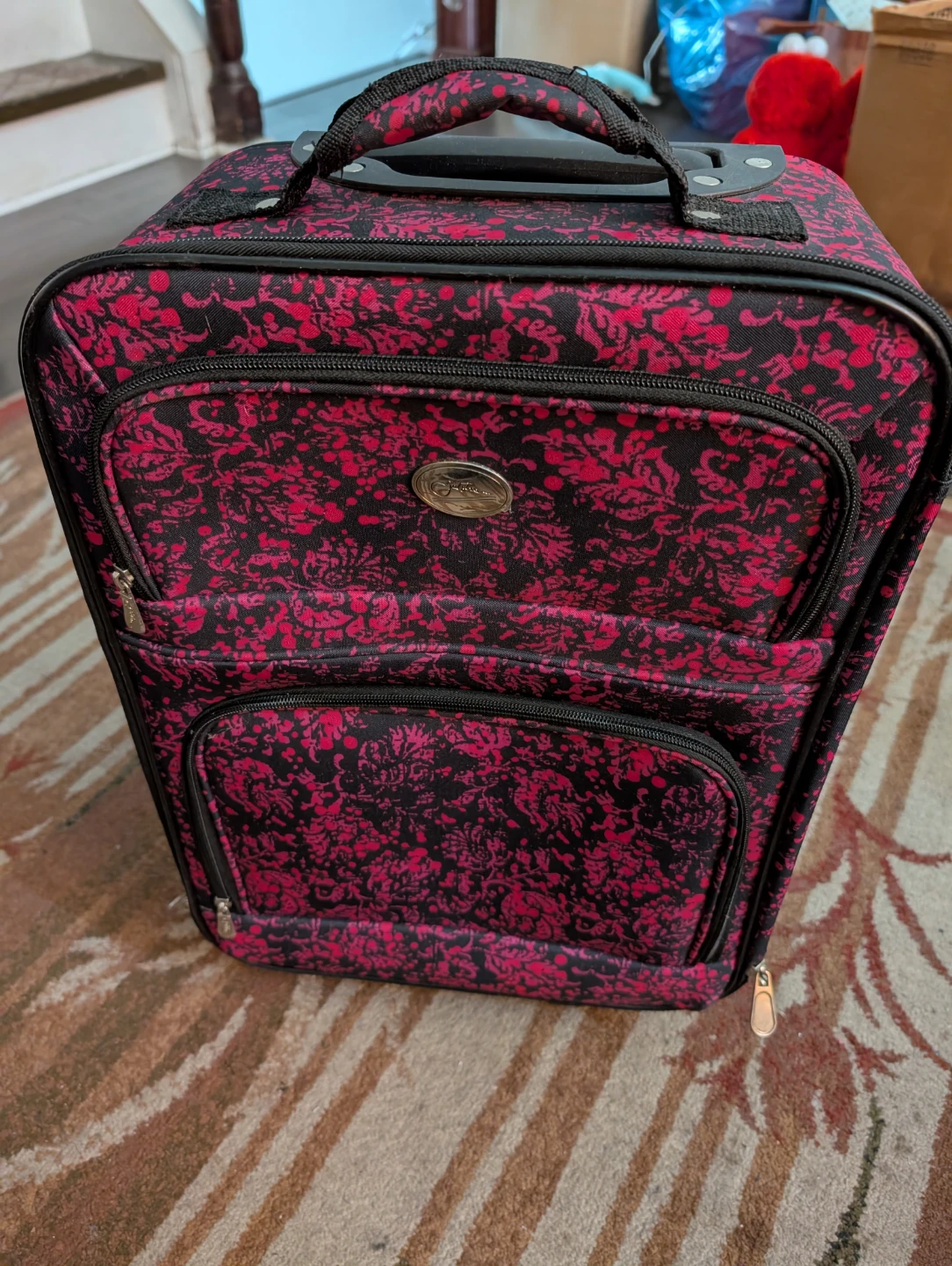 Pink Floral Rolling Suitcase