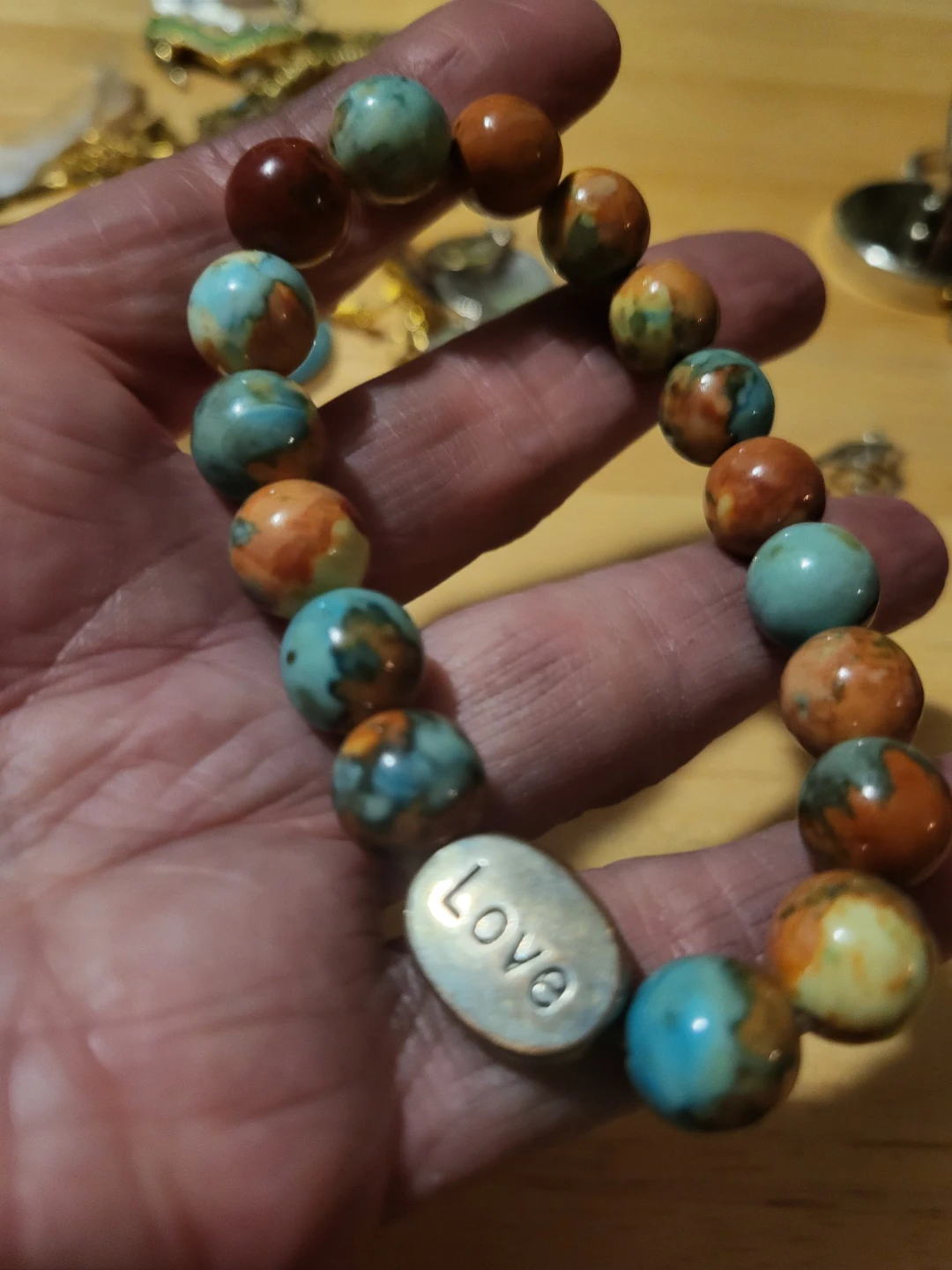 Beaded Bracelet with "Love" Charm