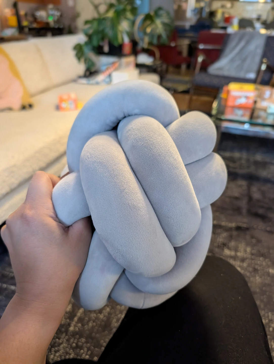 Light Gray Velvet Knot Pillow - photo 3