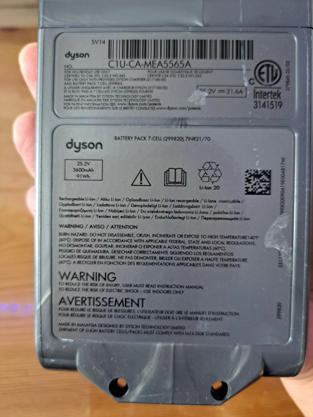 Dyson V11 SV14 Battery Pack 25.2V 3600mAh - photo 5