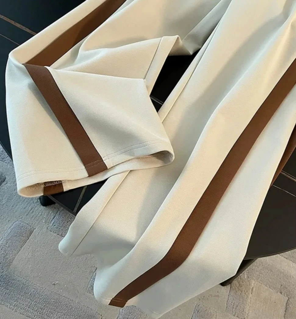Beige Tracksuit Set with Brown Stripes - photo 4
