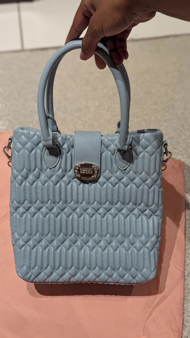 Miu Miu Light Blue Quilted Leather Handbag with Crystal Chain - photo 4