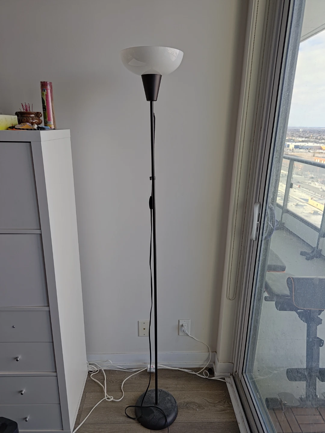 Ikea Black Floor Lamp with White Frosted Shade