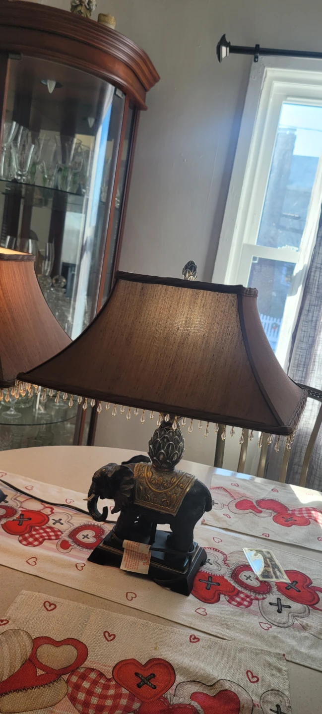 Elephant Table Lamp with Brown Shade - photo 3