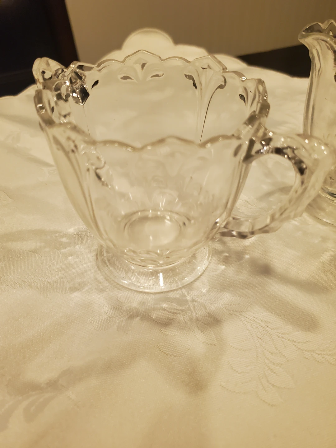 Vintage Clear Glass Creamer & Sugar Bowl Set - photo 3