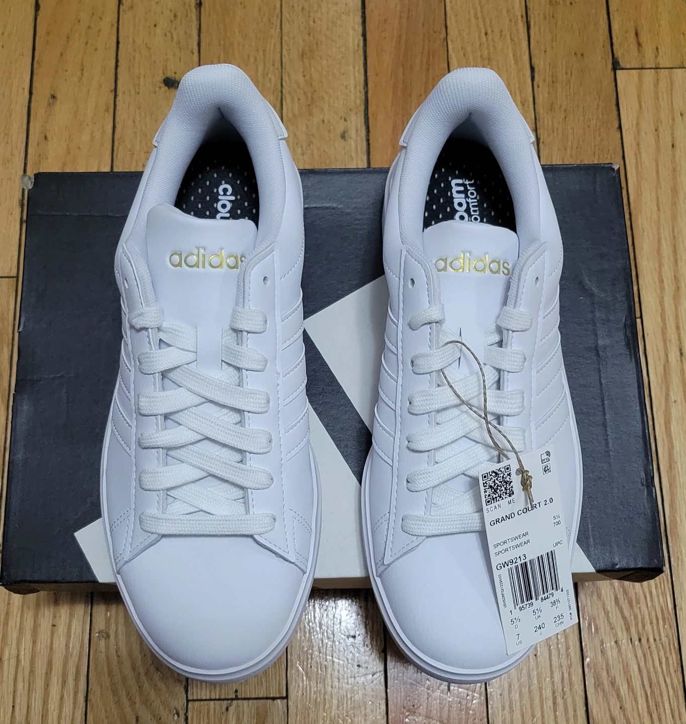 New Adidas Grand Court 2.0 White Sneakers - Size 7
