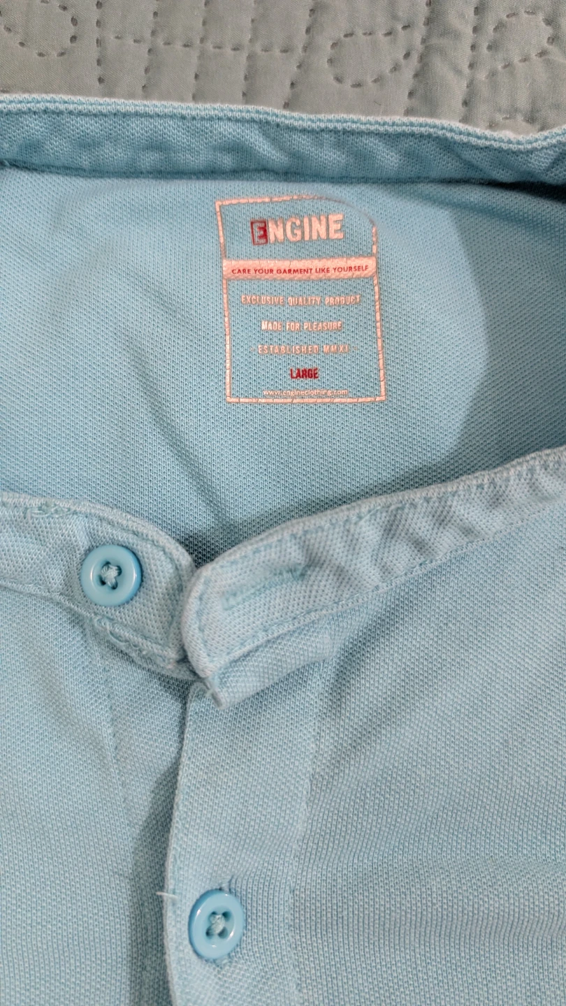 Engine Men's Blue Banded Collar Shirt - Large - photo 2