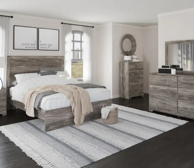 Rustic Grey Wood Bed Frame