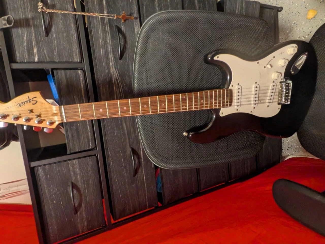 Fender Squier Electric Guitar with Amplifier and Gig Bag