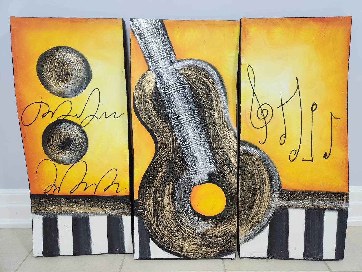 3-Panel Music-Themed Canvas Wall Art - photo 2
