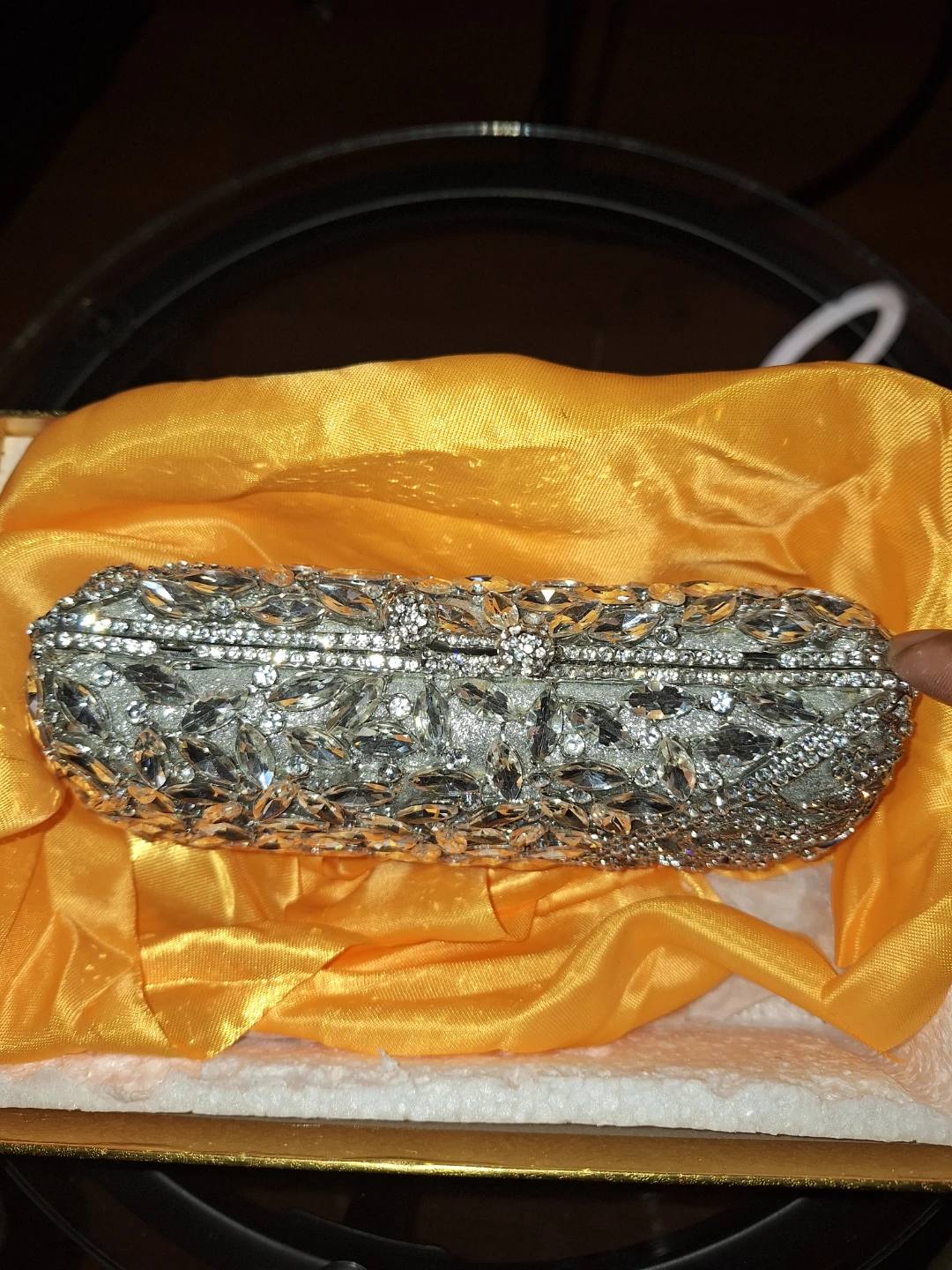 Rhinestone Clutch Evening Bag with Chain - photo 2