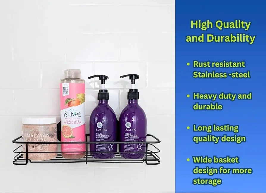 Stainless Steel Shower Caddy Shelf - Black - photo 3