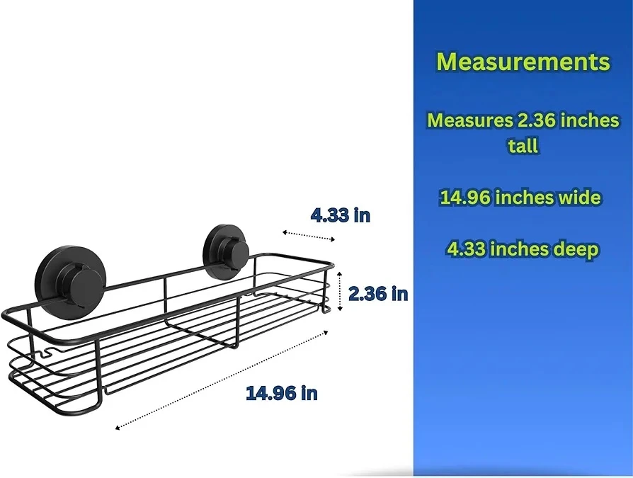 Stainless Steel Shower Caddy Shelf - Black - photo 4