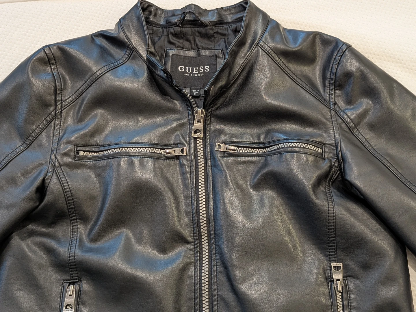 GUESS Los Angeles Black Faux Leather Jacket - Size S - photo 2