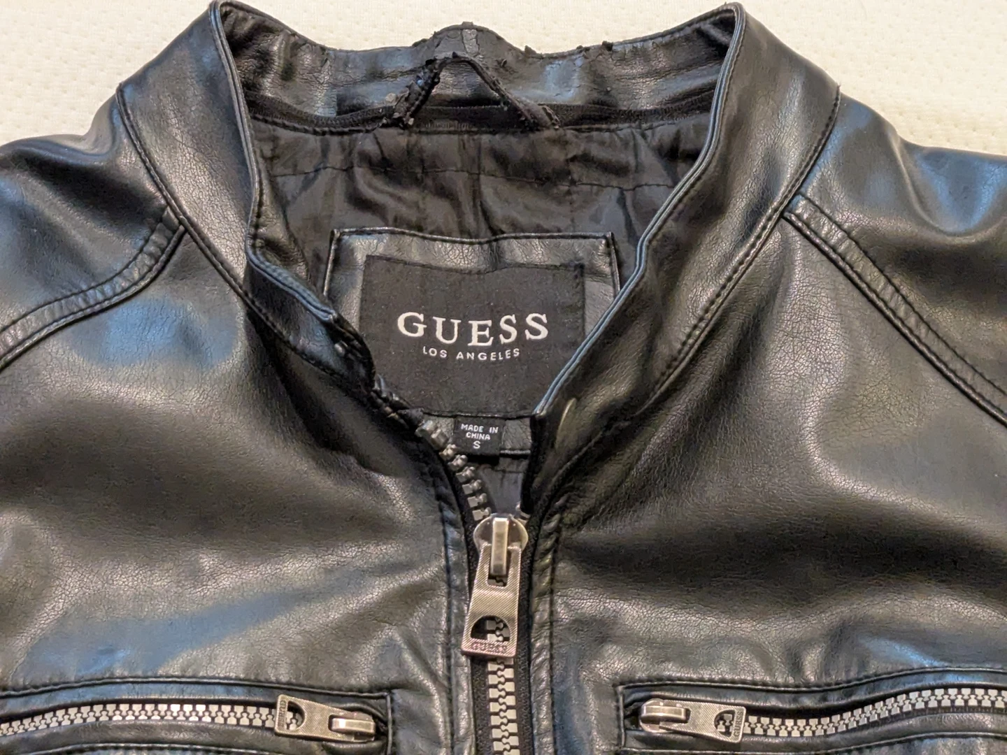 GUESS Los Angeles Black Faux Leather Jacket - Size S - photo 3