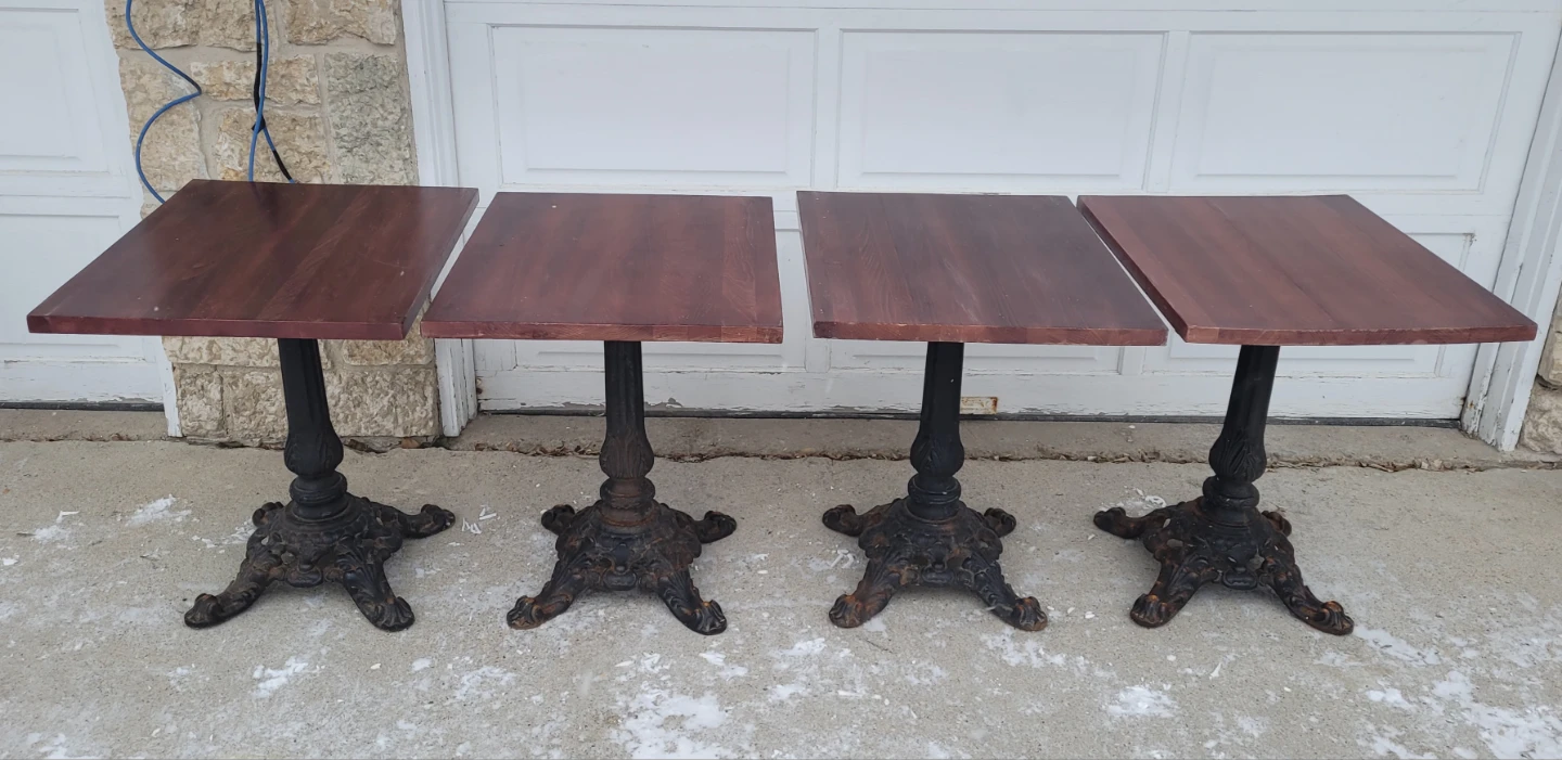 4 Butchers Block / Cast Iron Bistro Tables