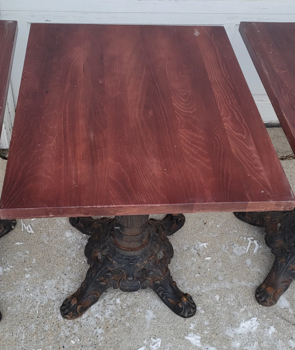 4 Butchers Block / Cast Iron Bistro Tables - photo 2
