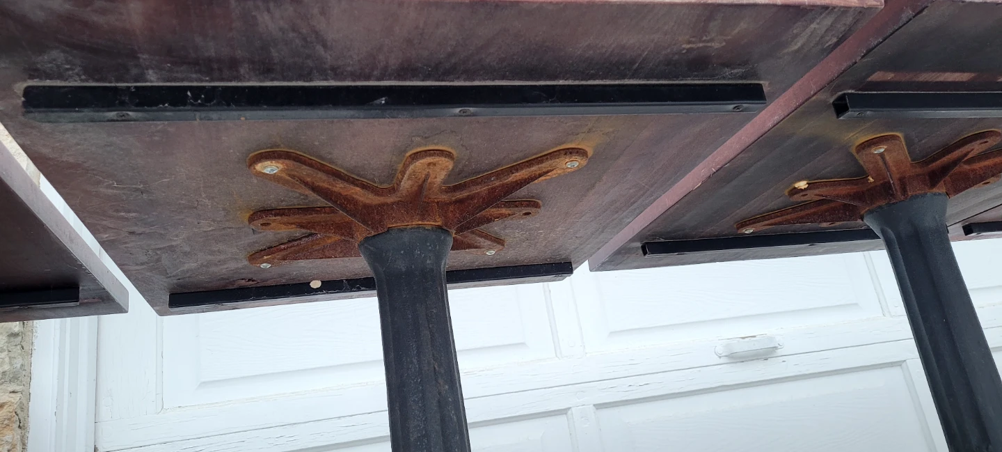 4 Butchers Block / Cast Iron Bistro Tables - photo 4