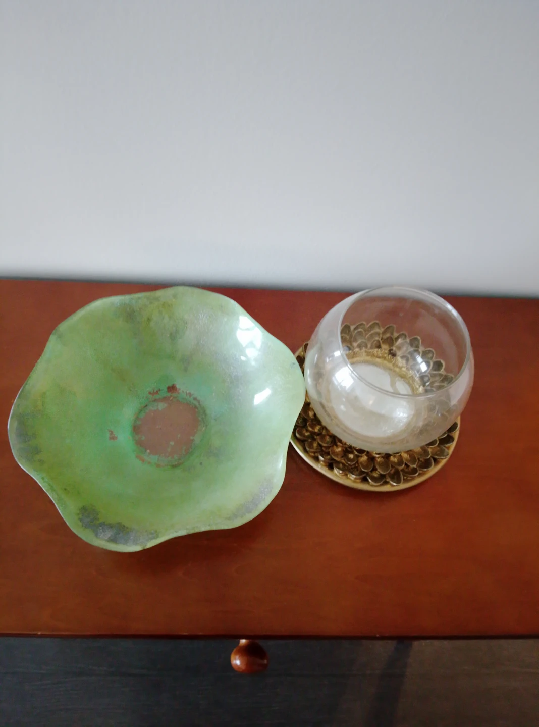 Decorative Green Bowl and Candle Holder