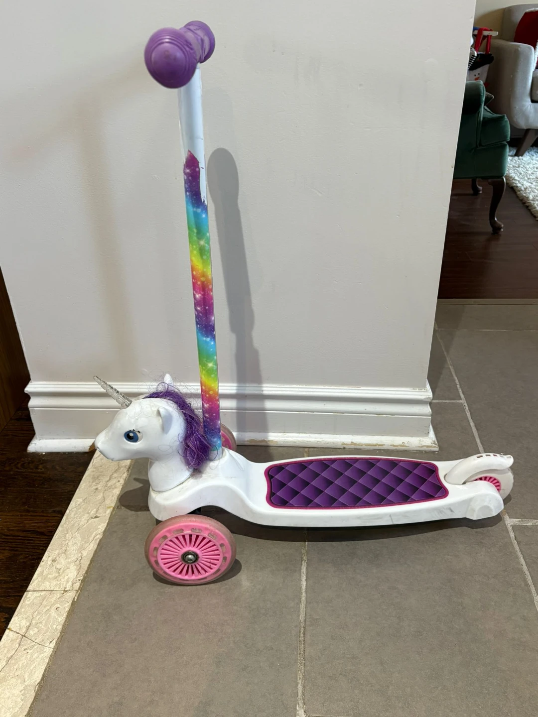 Kids Unicorn Scooter - White & Purple - photo 3