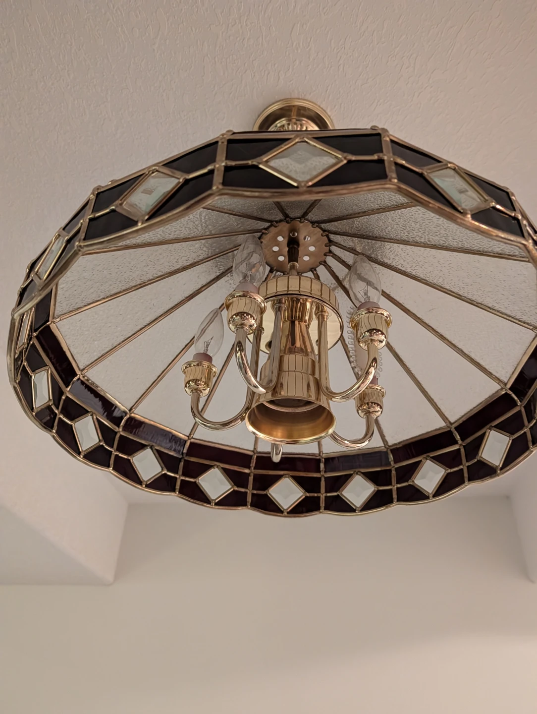 Vintage Tiffany Style Stained Glass Pendant Light - photo 2