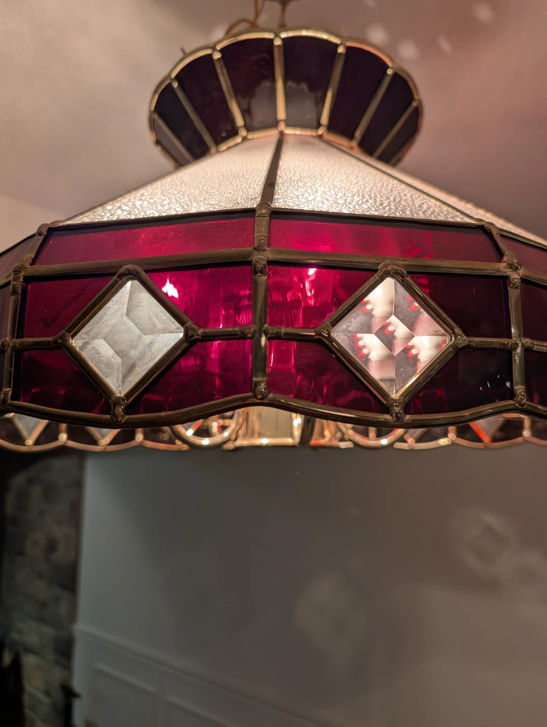 Vintage Tiffany Style Stained Glass Pendant Light - photo 3
