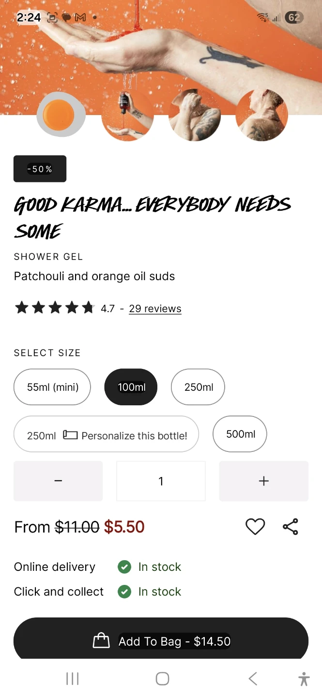Lush Karma Shower Gel 100ml