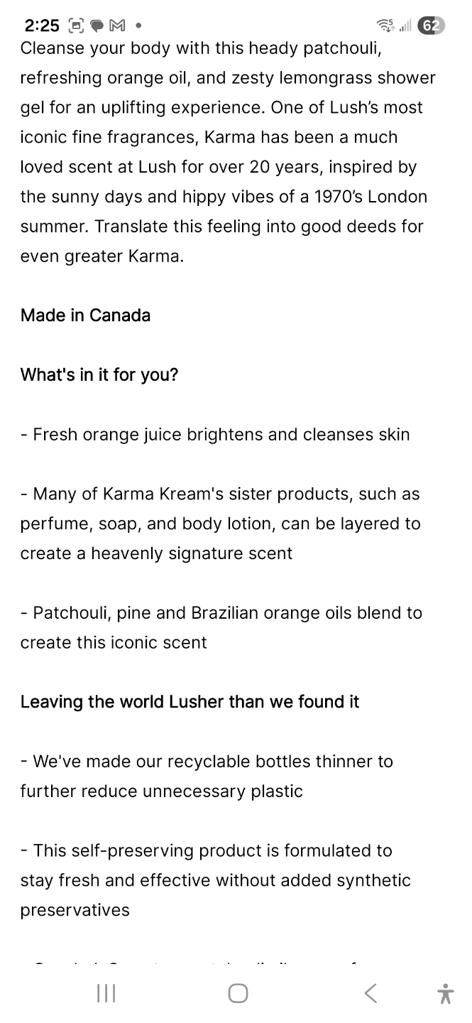 Lush Karma Shower Gel 100ml - photo 2