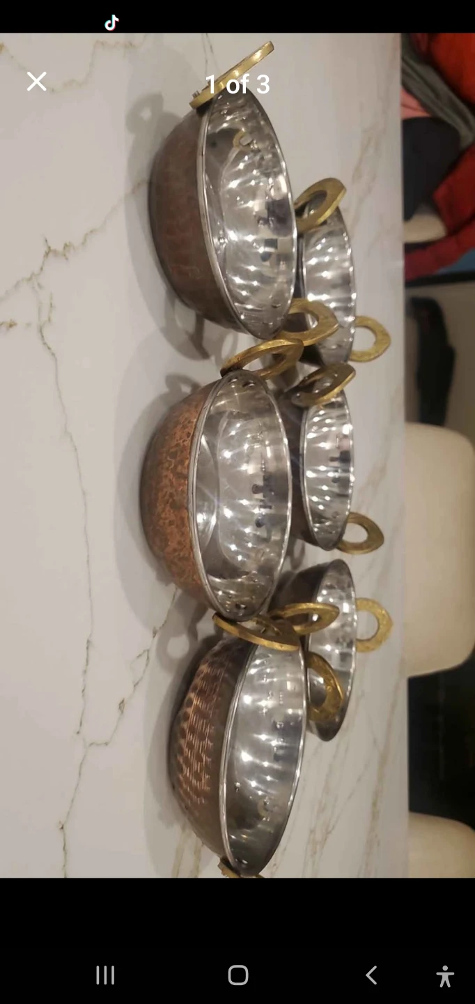 Set of 3 Copper & Stainless Steel Bowls
