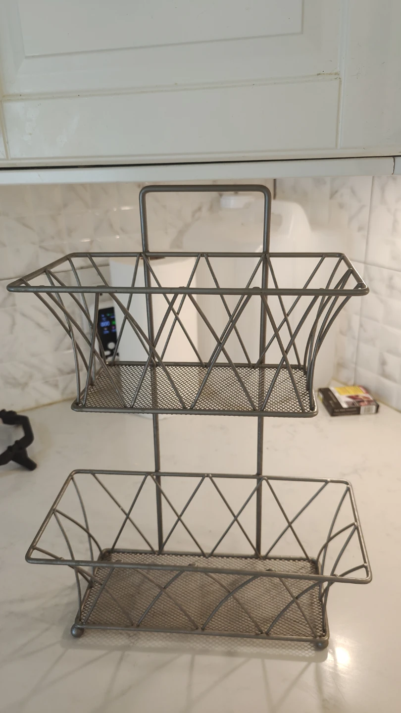 Two-Tier Metal Wire Basket Stand