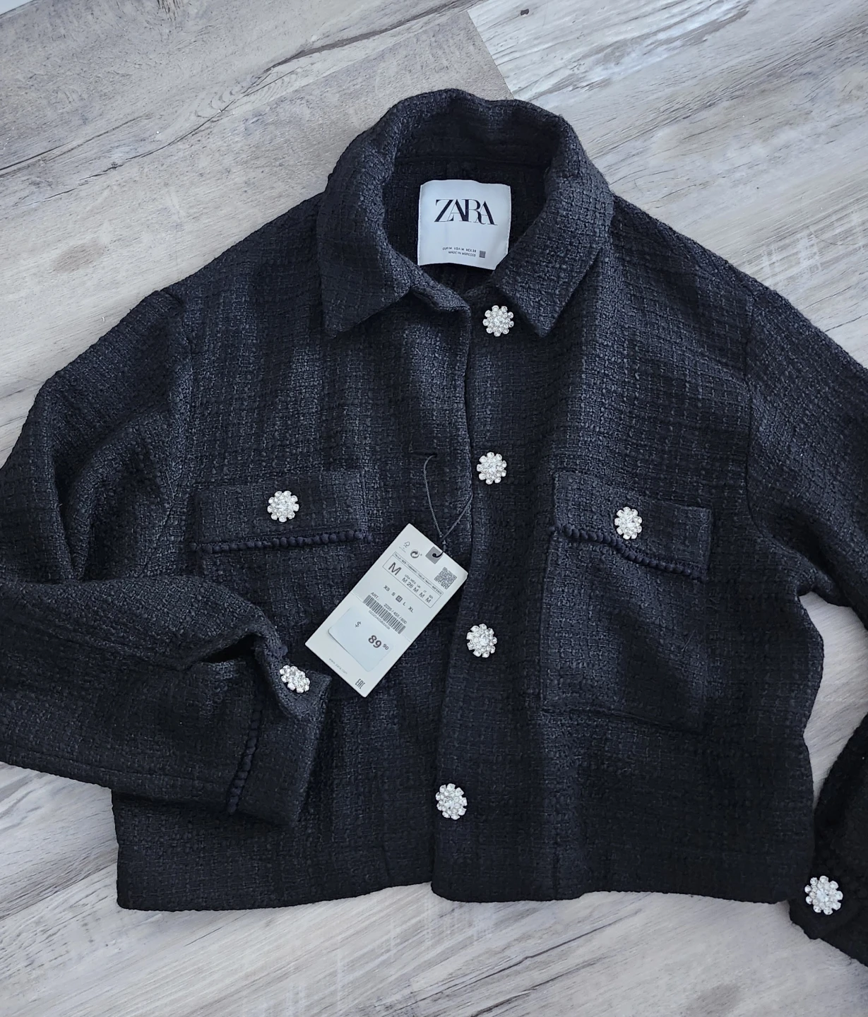 Zara Black Tweed Jacket - Size M - New with Tags