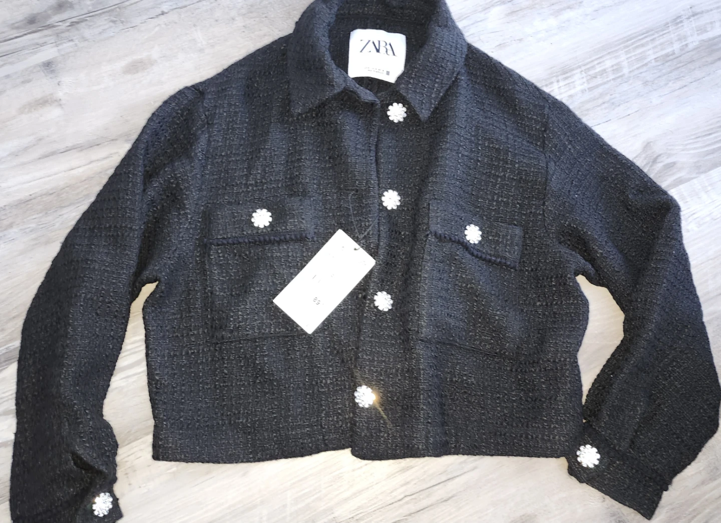 Zara Black Tweed Jacket - Size M - New with Tags - photo 3