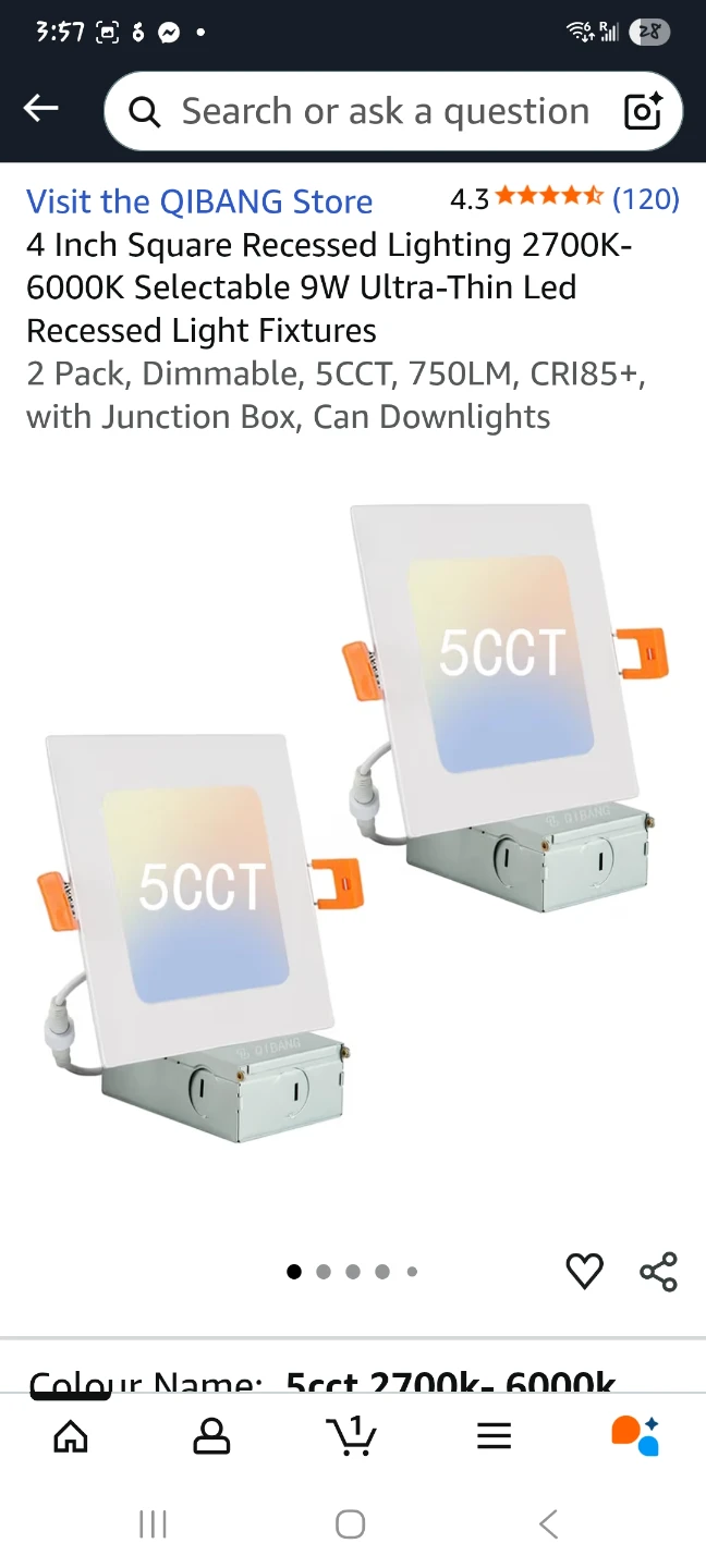 4-inch Square Recessed Lighting 2PACK- New