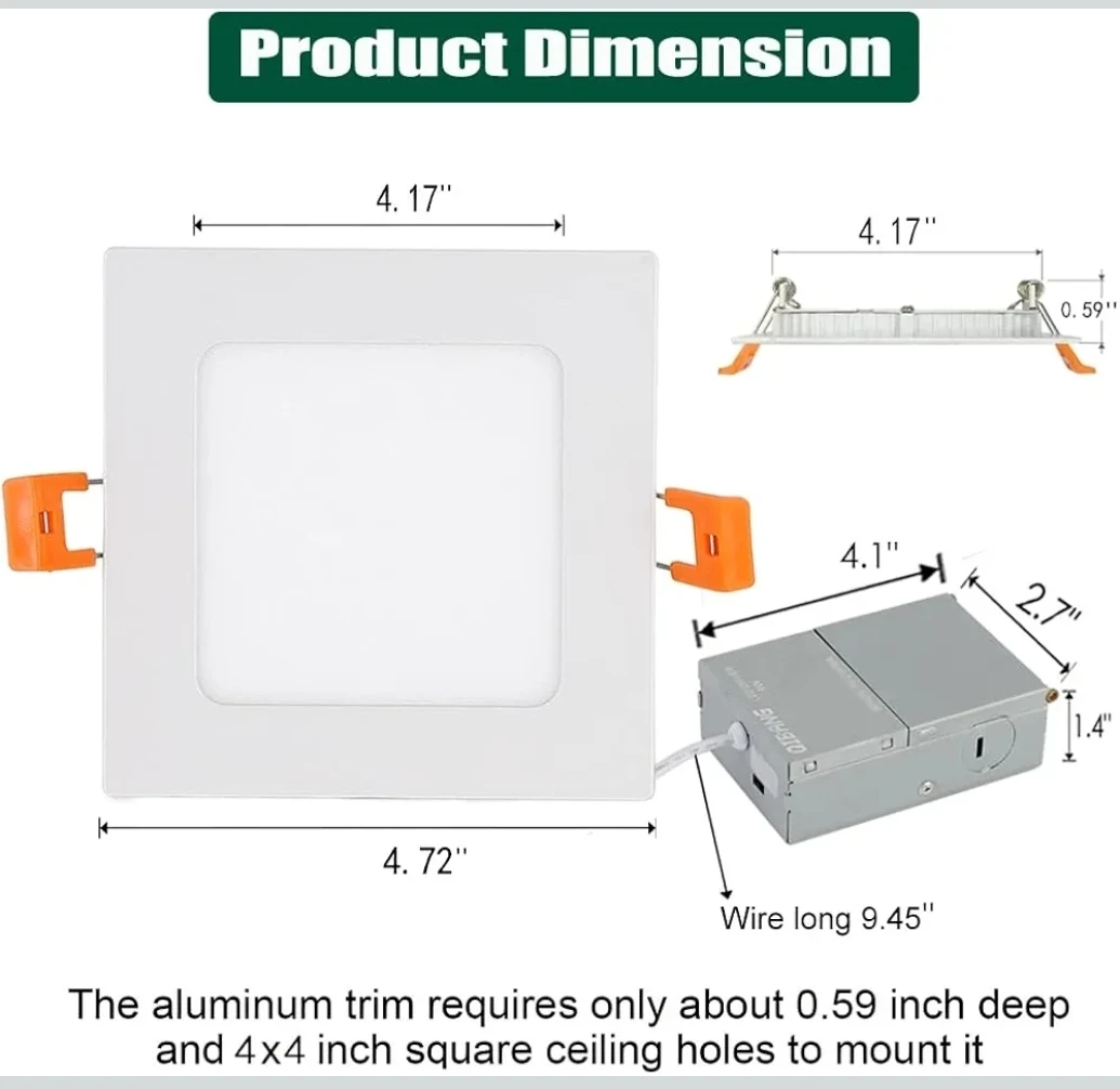 4-inch Square Recessed Lighting 2PACK- New - photo 5