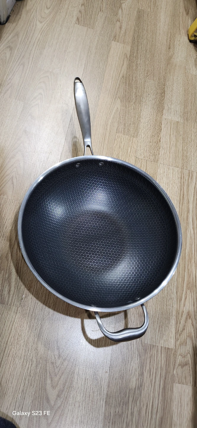 Wok Pan TSTSM STAINLESS STEEL NO STICK flat base